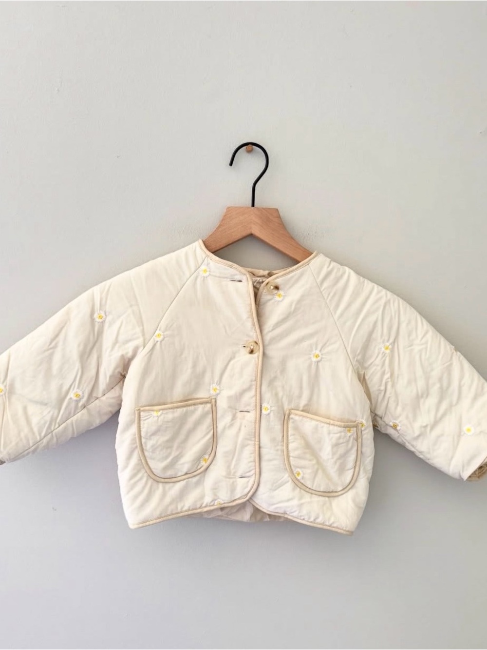 Zara floral embroidered puffer jacket